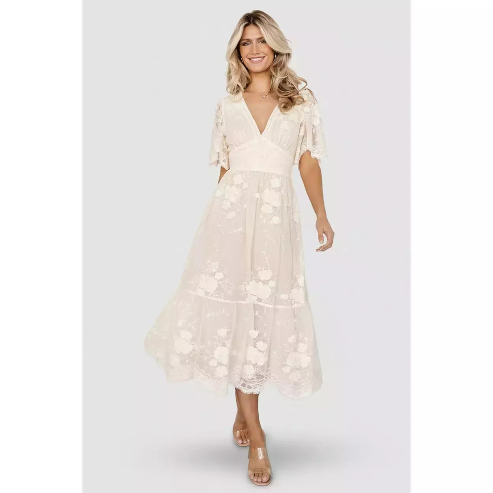 Baltic Born Clarisa Lace Midi Dress | Vintage Cream Size LL